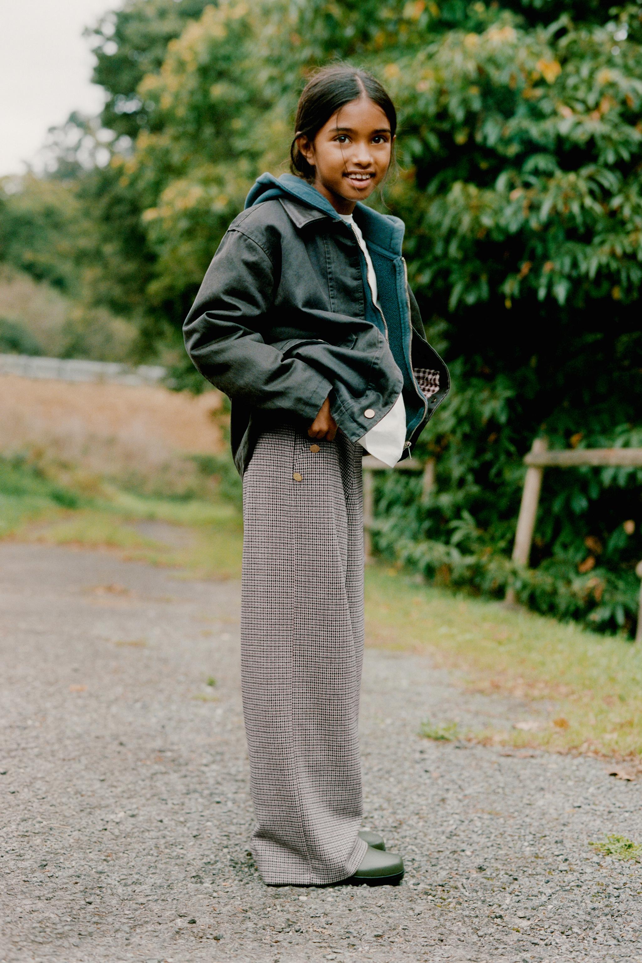 JACQUARD BUTTON WIDE LEG PANTS